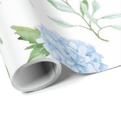 Blauw Bloemmotief Cadeaupapier (Rol Hoek)