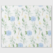 Blauw Bloemmotief Cadeaupapier (Vlak)