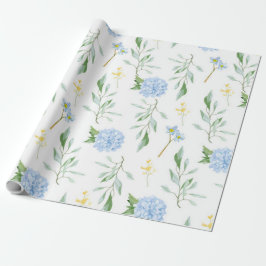 Blauw Bloemmotief Cadeaupapier