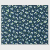 Blauw Bloemmotief Cadeaupapier (Vlak)