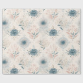 Blauw bloemmotief cadeaupapier uit het verleden (Vlak)