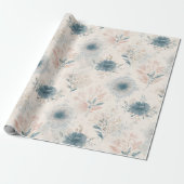 Blauw bloemmotief cadeaupapier uit het verleden (Uitgerold)