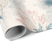 Blauw bloemmotief cadeaupapier uit het verleden (Rol Hoek)