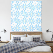 Blauw Bloemmotief - Canvasprint Canvas Afdruk (Insitu (Slaapkamer))
