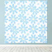 Blauw Bloemmotief - Canvasprint Canvas Afdruk (Insitu (Houten vloer))