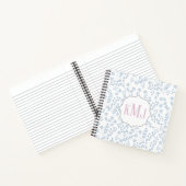 Blauw bloemmotief Chique patroon Monogram Beginlet Notitieboek (Binnen)