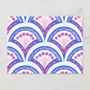 blauw bloemmotief damast patroon feestdagenkaart