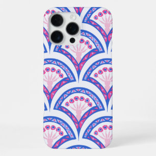 blauw bloemmotief damast patroon iPhone 16 pro max hoesje