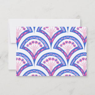 blauw bloemmotief damast patroon kaart