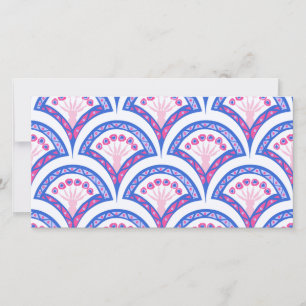blauw bloemmotief damast patroon save the date