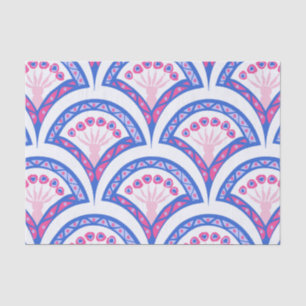 blauw bloemmotief damast patroon tissuepapier