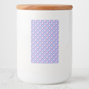 blauw bloemmotief damast patroon voedselcontainer etiket