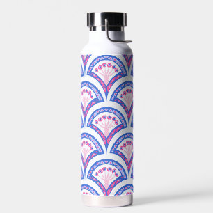 blauw bloemmotief damast patroon waterfles