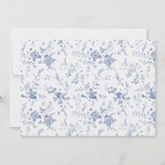 Blauw Bloemmotief De Avond Voor De Proefavond Dine Kaart (Achterkant)