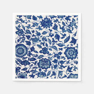 Blauw Bloemmotief – Elegant Cocktailparty Papier Servet