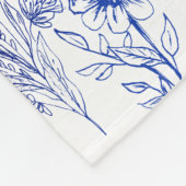 blauw bloemmotief fleece deken (Hoek)