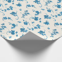 Blauw bloemmotief Franse rococo ivoor elegant