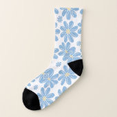Blauw Bloemmotief - Gedrukte Sokken (Links - buitenkant)