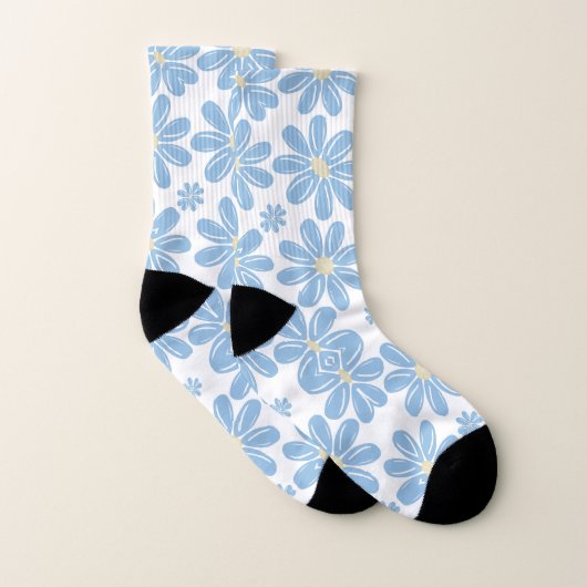 Blauw Bloemmotief - Gedrukte Sokken (Paar)