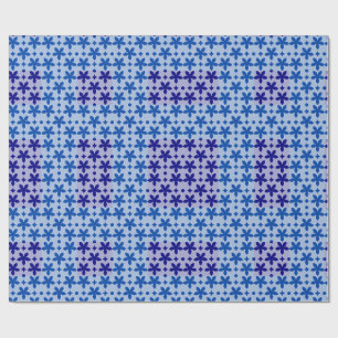 Blauw Bloemmotief Geometrisch Patroon   Modern Her Cadeaupapier