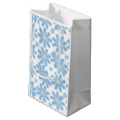 Blauw Bloemmotief - Gepersonaliseerde Cadeautas (Achterkant Gekanteld)