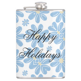 Blauw Bloemmotief - Gepersonaliseerde Fles Heupfles