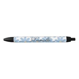 Blauw Bloemmotief - Gepersonaliseerde Zwarte Inktp Inkt Pen