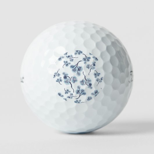 Blauw Bloemmotief Golfballen (Voorkant)