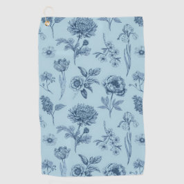 Blauw Bloemmotief  Golfhanddoek