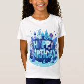 Blauw bloemmotief Happy Birthday T-shirt