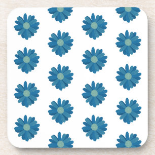 Blauw bloemmotief Hard plastiek onderzetter