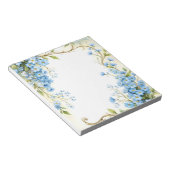 Blauw bloemmotief hoekontwerp notitieblok (Schuin)