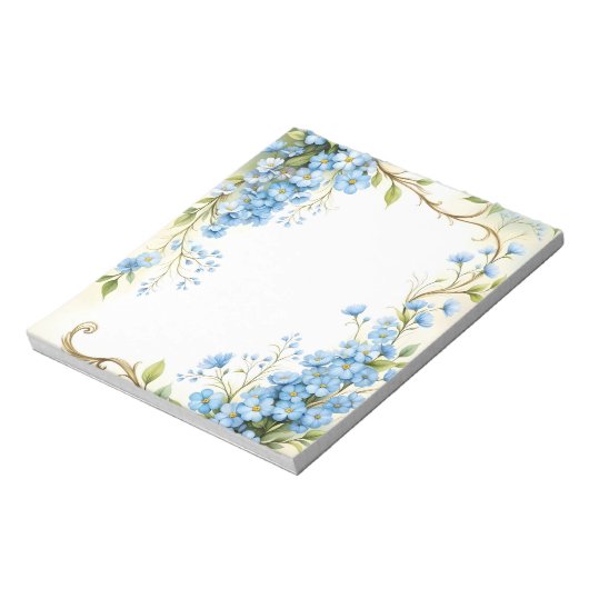 Blauw bloemmotief hoekontwerp notitieblok (Linkerzijde)