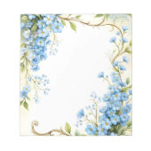Blauw bloemmotief hoekontwerp notitieblok (Voorkant)