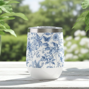 Blauw bloemmotief in elegante vintage stijl