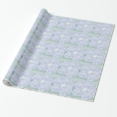 Blauw Bloemmotief Inpakpapier (Uitgerold)