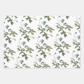 Blauw Bloemmotief Inpakpapier Vel (Voorkant 3)