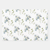Blauw Bloemmotief Inpakpapier Vel (Voorkant)