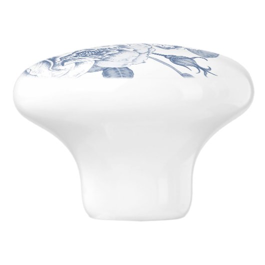  blauw bloemmotief keramische knop (Zijkant)