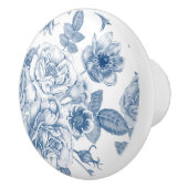  blauw bloemmotief keramische knop (Rechts)