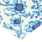 Blauw Bloemmotief Korte Tafelloper (Hoek)