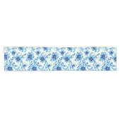 Blauw Bloemmotief Korte Tafelloper (Horizontaal)
