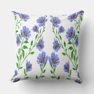 Blauw bloemmotief kussen