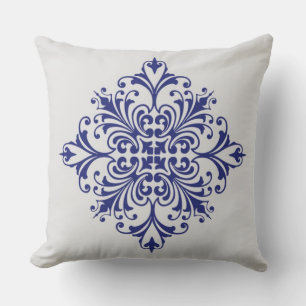 Blauw Bloemmotief Kussen