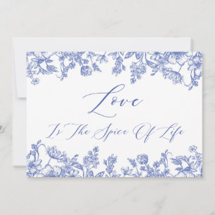 Blauw bloemmotief Love Is The Spice Of Life vintag Kaart