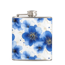 Blauw Bloemmotief met Gouden Accenten