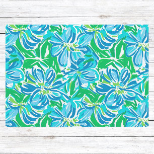 Blauw bloemmotief met groenaccenten voor preppy ui kaart
