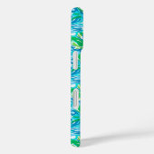 Blauw bloemmotief met monogram Preppy Case-Mate iPhone Case (Achterkant / Rechts)