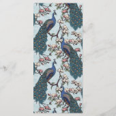 Blauw bloemmotief met pauw - landelijke trouwmenu menu (Achterkant)