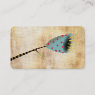 Blauw bloemmotief met polka stippen vintage visitekaartje
